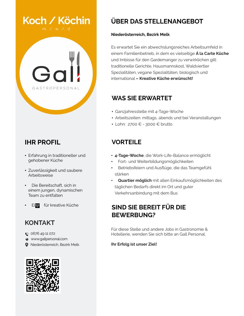 Stellenanzeige Gall Gastro