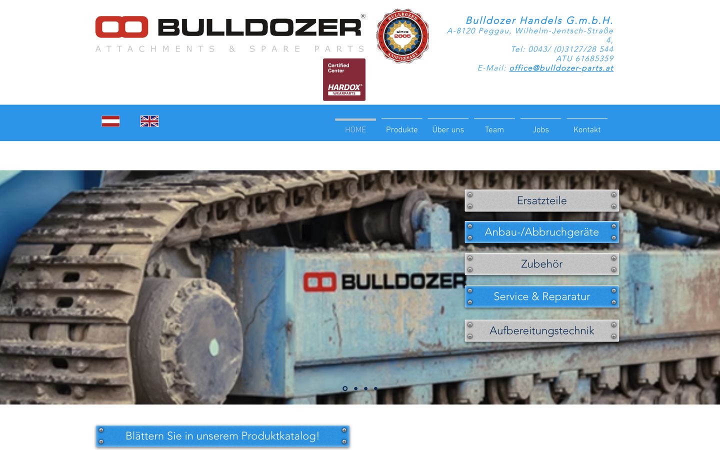 Alte Startseite von Bulldozer Parts