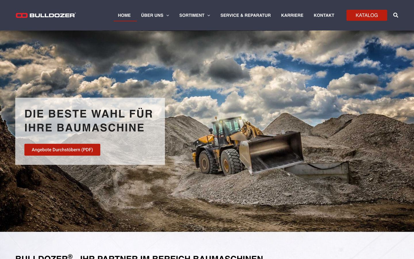 Neue Startseite von Bulldozer Parts