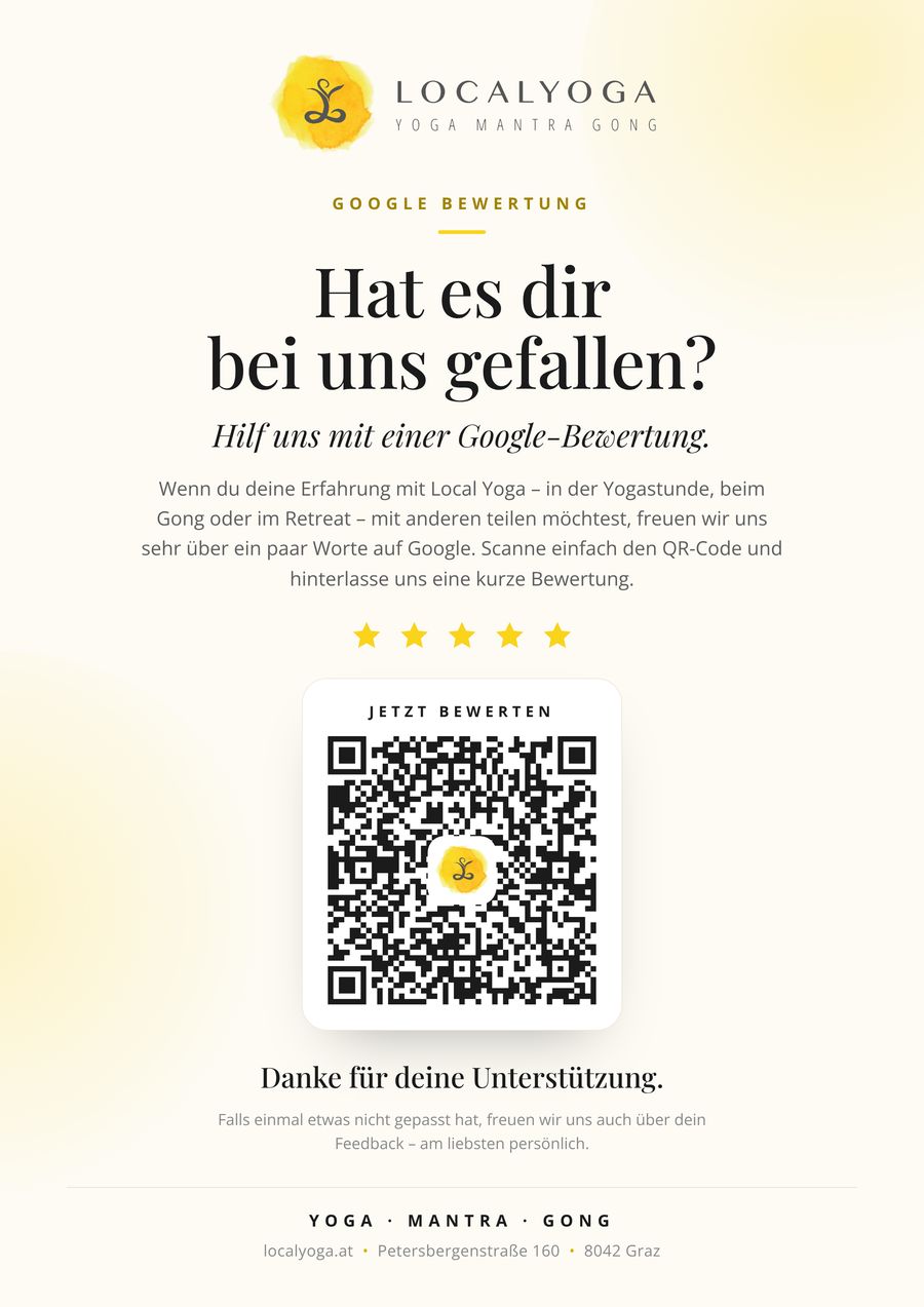 Google-Bewertungs-Aufsteller für Local Yoga